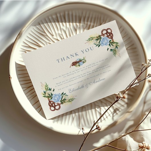 Elegante Waterverf Floral Nautische bruiloft Bedankkaart