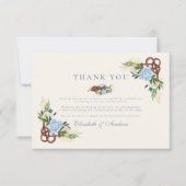 Elegante Waterverf Floral Nautische bruiloft Bedankkaart (Voorkant)