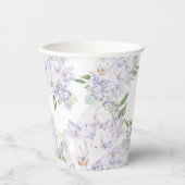 Elegante Waterverf Floral Paarse bruiloft Papieren Bekers (Voorkant)