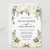 Elegante Waterverf Floral Pink Cream Ivory Bruilof Kaart (Voorkant)