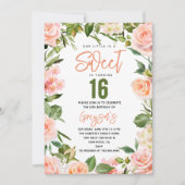 Elegante Waterverf Floral Sweet Sixteen Kaart (Voorkant)