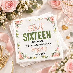 Elegante Waterverf Floral Sweet Sixteen Servet