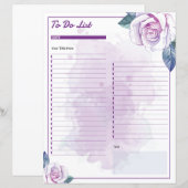 Elegante Waterverf Floral to-do lijst Sjabloon (Voorkant / Achterkant)