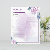 Elegante Waterverf Floral to-do lijst Sjabloon (Staand voorkant)