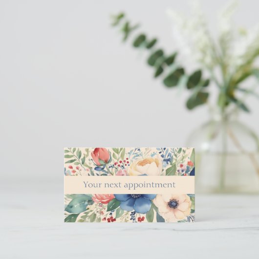 Elegante Waterverf Floral Vrouwelijke Afspraak Visitekaartje (Staand voorkant)