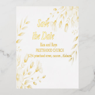 Elegante Waterverf Floral Wedding save the date Folie Uitnodiging Briefkaart