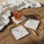 Elegante Waterverf Floral Wildflower Monogram Stenen Onderzetter