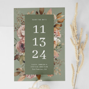 Elegante waterverf florale bleke salie groene brui save the date