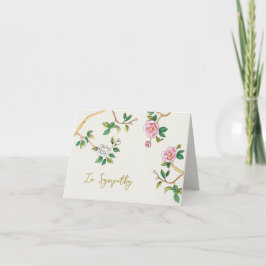 Elegante waterverf Florale Chinoiserie Condoleance Bedankkaart