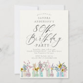 Elegante Waterverf Florals 80ste verjaardagsfeestj Kaart (Voorkant)