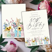 Elegante Waterverf Florals 80ste verjaardagsfeestj Kaart