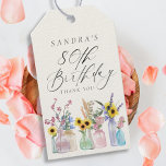 Elegante Waterverf Florals 80th Birthday Dank u Cadeaulabel<br><div class="desc">Elegante Waterverf Bloemen 80e Verjaardag Dank u Cadeau Labels</div>