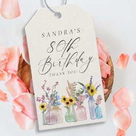 Elegante Waterverf Florals 80th Birthday Dank u Cadeaulabel