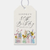 Elegante Waterverf Florals 80th Birthday Dank u Cadeaulabel (Voorkant)