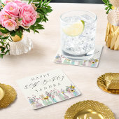 Elegante Waterverf Florals Happy 80th Birthday Kartonnen Onderzetters