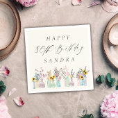 Elegante Waterverf Florals Happy 80th Birthday Servet