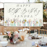 Elegante Waterverf Florals Happy 80th Birthday Spandoek<br><div class="desc">Elegante Waterverf Bloemen Happy 80th Birthday Banner</div>