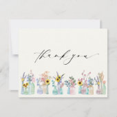 Elegante Waterverf Florals Verjaardag Dank u Bedankkaart (Voorkant)