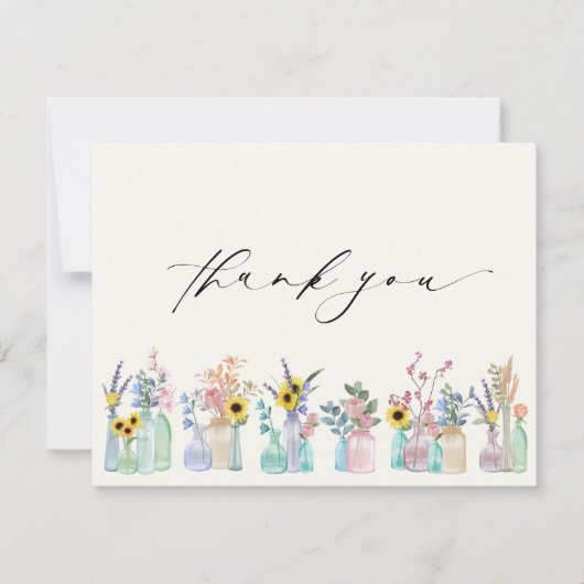 Elegante Waterverf Florals Verjaardag Dank u Bedankkaart (Voorkant)