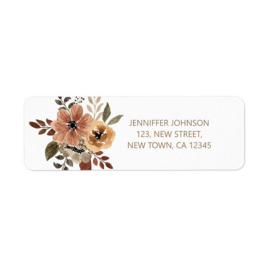 Elegante Waterverf Flower Return Address Label (Voorkant)