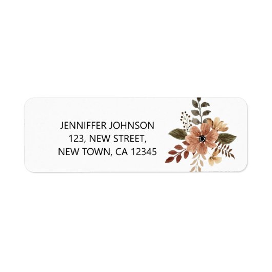 Elegante Waterverf Flower Return Address Label (Voorkant)