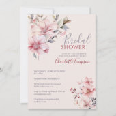 Elegante Waterverf Flower Soft Pink Vrijgezellenfe Kaart (Voorkant)