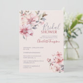 Elegante Waterverf Flower Soft Pink Vrijgezellenfe Kaart (Staand voorkant)