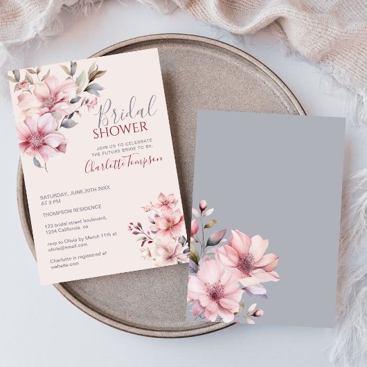 Elegante Waterverf Flower Soft Pink Vrijgezellenfe Kaart