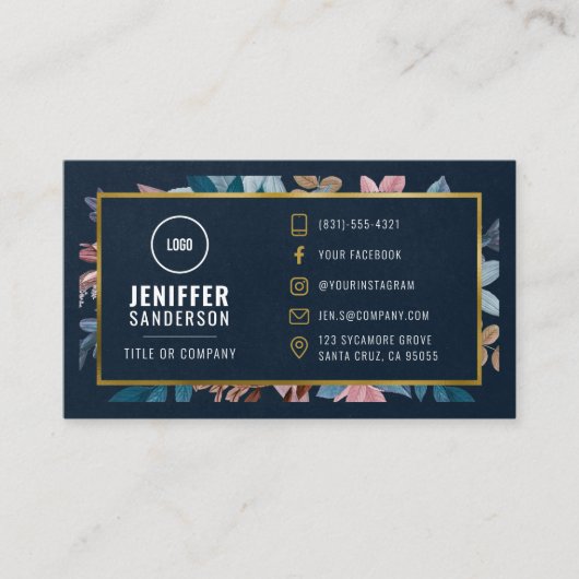 Elegante Waterverf Flowers Custom Social Media Visitekaartje (Voorkant)