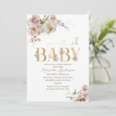 Elegante Waterverf Flowers Oh Baby Baby Sho Kaart (Staand voorkant)