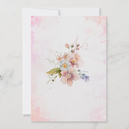 Elegante Waterverf Flowers Oh Baby Baby Sho Kaart (Achterkant)