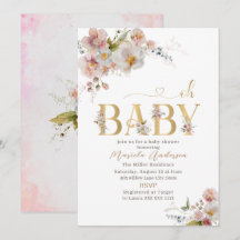 Elegante Waterverf Flowers Oh Baby Baby Sho