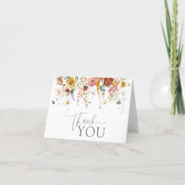 Elegante Waterverf Flowers Shower Dank u kaart