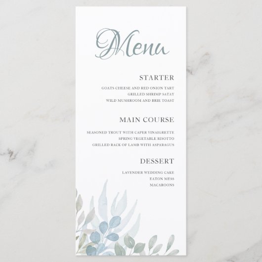Elegante Waterverf Foliage bruiloft Menu (Voorkant)