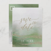 Elegante Waterverf Foliage Bruiloft Save the Date Aankondigingskaart (Voorkant / Achterkant)