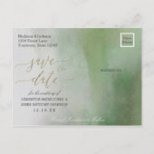 Elegante Waterverf Foliage Bruiloft Save the Date Aankondigingskaart (Achterkant)