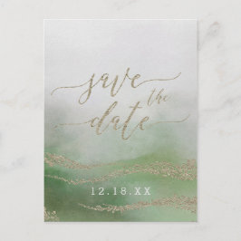 Elegante Waterverf Foliage Bruiloft Save the Date Aankondigingskaart