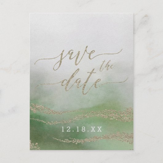 Elegante Waterverf Foliage Bruiloft Save the Date Aankondigingskaart (Voorkant)