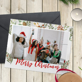 Elegante Waterverf Foliage Corporate Christmas Feestdagenkaart