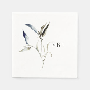 Elegante Waterverf Foliage Monogram Cocktail Servet