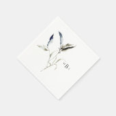 Elegante Waterverf Foliage Monogram Cocktail Servet (Hoek)