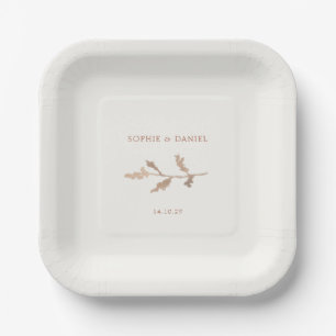 Elegante Waterverf Foliage Paar Bruiloft Papieren Bordje