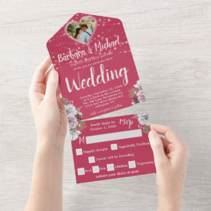 Elegante Waterverf foto romantisch All In One Uitnodiging