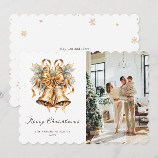 Elegante Waterverf Foto Vrolijk Kerstfeest Kaart (Voorkant / Achterkant)