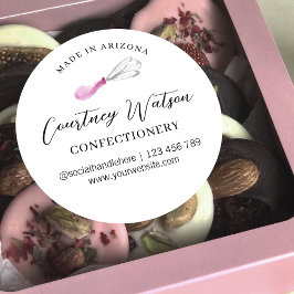 Elegante waterverf garde 'Gebakken met liefde' Cat Ronde Sticker