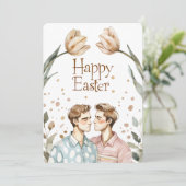 Elegante Waterverf Gay Paar Easter Kaart (Staand voorkant)