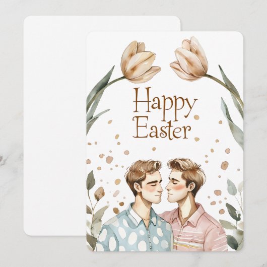 Elegante Waterverf Gay Paar Easter Kaart (Voorkant / Achterkant)