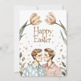 Elegante Waterverf Gay Paar Easter Kaart