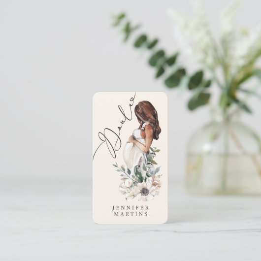 Elegante Waterverf Geboorte & Postpartum Doula Visitekaartje (Staand voorkant)
