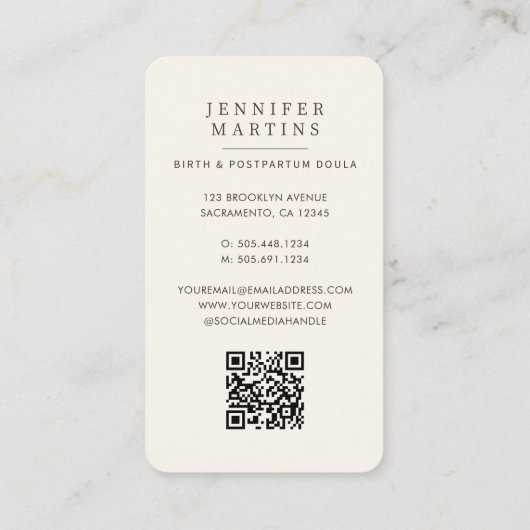 Elegante Waterverf Geboorte & Postpartum Doula Visitekaartje (Achterkant)